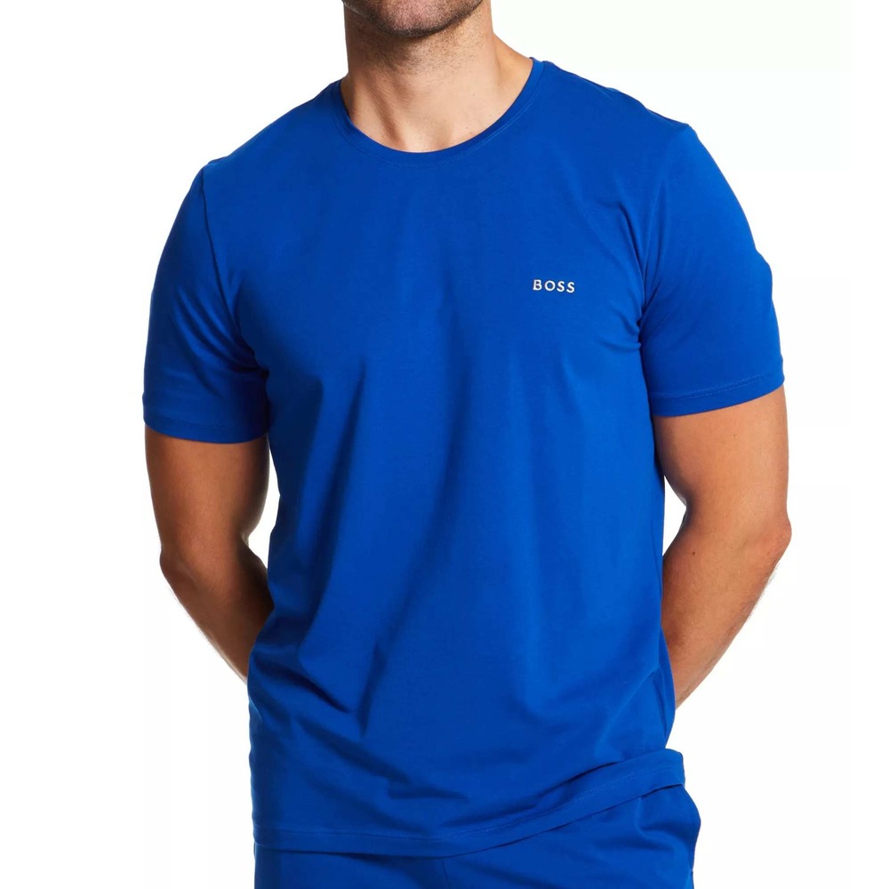 NWT BOSS Hugo Boss Men's L Rashguard T-Shirt Bright Blue Polyester